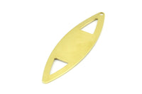 Brass Marquise Charm, 10 Raw Brass Marquise Shape Stamping Blank Charms With 1 Hole Earrings, Findings (55x16x0.80mm) B0285