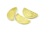 Brass Ethnic Pendant, 2 Raw Brass Semi Circle Pendants With 2 Loops (30x15mm) E672