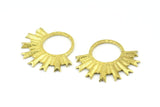 Brass Sun Pendant, 4 Raw Brass Textured Sunny Pendants, Earrings, Findings (28x33mm) BS 2428
