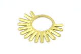 Brass Sun Pendant, 4 Raw Brass Textured Sunny Pendants, Earrings, Findings (26x34x1.5mm) BS 2433