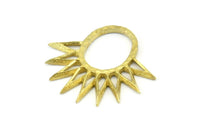 Brass Sun Pendant, 4 Raw Brass Textured Sunny Pendants, Earrings, Findings (30x33mm) BS 2435