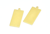 Brass Rectangle Pendant, 12 Raw Brass Rectangle Stamping Blank Pendants with 1 Loop, Charms, Earrings (33x14x0.80mm) B0315