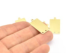 Brass Rectangle Pendant, 12 Raw Brass Rectangle Blank Pendants with 1 Loop and 3 Holes, Charms, Earrings (28x14x0.80mm) B0319