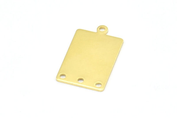 Brass Rectangle Pendant, 12 Raw Brass Rectangle Blank Pendants with 1 Loop and 3 Holes, Charms, Earrings (23x14x0.80mm) B0320