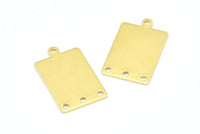 Brass Rectangle Pendant, 12 Raw Brass Rectangle Blank Pendants with 1 Loop and 3 Holes, Charms, Earrings (23x14x0.80mm) B0320