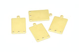 Brass Rectangle Pendant, 12 Raw Brass Rectangle Blank Pendants with 1 Loop and 3 Holes, Charms, Earrings (23x14x0.80mm) B0320