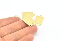 Brass Rectangle Pendant, 12 Raw Brass Rectangle Blank Pendants with 1 Loop and 3 Holes, Charms, Earrings (23x14x0.80mm) B0320