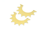 Brass Sun Pendant, 10 Raw Brass Sun Pendants With 2 Holes, Earrings, Findings (35x24x12x0.80mm) B0276