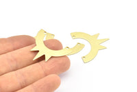 Brass Sun Pendant, 10 Raw Brass Sun Pendants With 2 Holes, Earrings, Findings (34x29x0.80mm) B0277