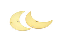Moon Phase Pendant, 3 Gold Plated Brass Crescent Shaped Pendants with 2 Holes (30x11x0.80mm) D0081 Q0619