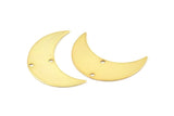 Moon Phase Pendant, 3 Gold Plated Brass Crescent Shaped Pendants with 2 Holes (30x11x0.80mm) D0081 Q0619