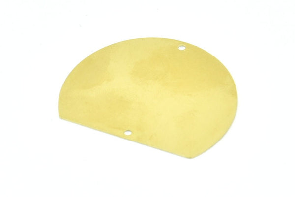 Wide Semi Circle, 8 Raw Brass Semi Circle Blanks With 2 Holes (40x32mm) B0289