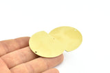 Wide Semi Circle, 8 Raw Brass Semi Circle Blanks With 2 Holes (40x32mm) B0289
