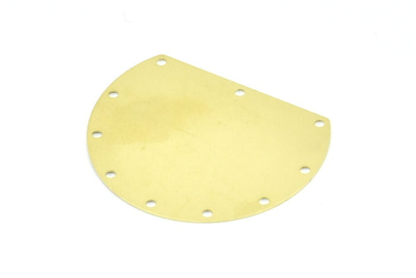 Wide Semi Circle, 8 Raw Brass Semi Circle Blanks With 10 Holes (40x32mm) B0291