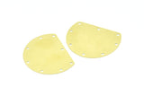 Wide Semi Circle, 12 Raw Brass Semi Circle Blanks With 8 Holes (32x25mm) B0292