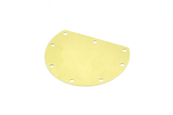 Wide Semi Circle, 12 Raw Brass Semi Circle Blanks With 8 Holes (32x25mm) B0292