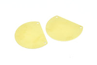 Wide Semi Circle, 12 Raw Brass Semi Circle Blanks With 2 Holes (32x25mm) B0290
