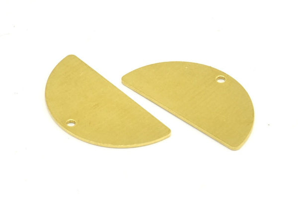 Half Moon Charm, 10 Raw Brass Semi Circle Blanks With 1 Hole (30x15x0.80mm) B0136