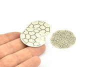 Silver Carapace Charms, 4 Antique Silver Plated Brass Carapace Charms With 1 hole (32 mm) A0279