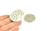 Silver Carapace Charms, 4 Antique Silver Plated Brass Carapace Charms With 1 hole (32 mm) A0279