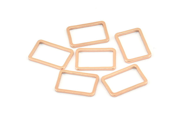 Open Rectangle Connector, 50 Rose Gold Plated Brass Rectangle Connectors, Charm (9x13x0.8mm) D0327 Q0628