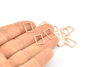 Open Rectangle Connector, 50 Rose Gold Plated Brass Rectangle Connectors, Charm (9x13x0.8mm) D0327 Q0628