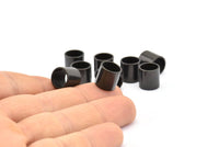 Black Tube Bead, 10 Oxidized Black Brass Industrial Tube Beads (10x10x1mm) A0668 S843