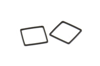 Black Square Charm, 25 Oxidized Brass Black Square Connectors (16mm) Bs-1119 S840