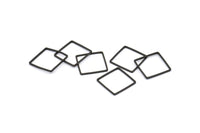 Black Square Charm, 25 Oxidized Brass Black Square Connectors (16mm) Bs-1119 S840
