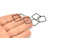 Black Square Charm, 25 Oxidized Brass Black Square Connectors (16mm) Bs-1119 S840