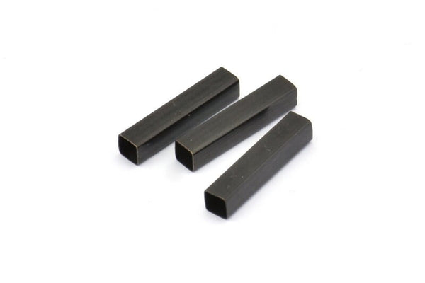Black Square Tubes - 20 Oxidized Brass Square Shaped Tube Beads (20x4mm)  Brs 1402 A0715 S839