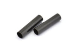 Black Tube Beads, 6 Oxidized Brass Black Tube Findings (29x7mm) R030 S838