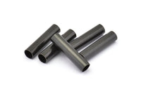 Black Tube Beads, 6 Oxidized Brass Black Tube Findings (29x7mm) R030 S838
