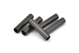 Black Tube Beads, 6 Oxidized Brass Black Tube Findings (29x7mm) R030 S838