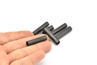 Black Tube Beads, 6 Oxidized Brass Black Tube Findings (29x7mm) R030 S838