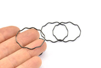 Black Wave Pendant, 12 Oxidized Brass Black Wave Circle Connectors (30mm) Bs 1212 R016 S837