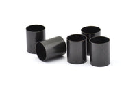 Black Tube Beads, 6 Oxidized Brass Black Industrial Tube Findings (16x13mm) R029 S836