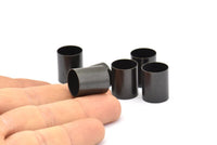 Black Tube Beads, 6 Oxidized Brass Black Industrial Tube Findings (16x13mm) R029 S836