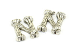 Bamboo N Letter, 3 Antique Silver Plated Brass Bamboo N Letter Alphabets, Initials, Uppercase, Rustic Style Letter Initial Pendants