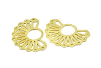 Semi Circle Pendant, 4 Raw Brass Textured Semi Circle Pendants (38x26x0.80mm) V127