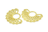 Semi Circle Pendant, 4 Raw Brass Textured Semi Circle Pendants (38x26x0.80mm) V127
