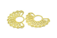 Semi Circle Pendant, 4 Raw Brass Textured Semi Circle Pendants (38x26x0.80mm) V127