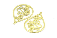 Brass Drop Earring, 2 Raw Brass Drop Earring Charms With 1 Loop, Pendants, Findings (42x30mm) V131