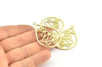 Brass Drop Earring, 2 Raw Brass Drop Earring Charms With 1 Loop, Pendants, Findings (42x30mm) V131