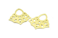 Brass Ethnic Pendant, 2 Raw Brass Textured Ethnic Motif Pendants, Earrings, Charms (35x1mm) V132