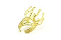 Claw Ring Settings - 1 Raw Brass 8 Claw Ring Blanks For Natural Stones V135