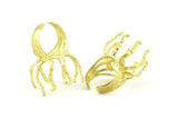 Claw Ring Settings - 1 Raw Brass 8 Claw Ring Blanks For Natural Stones V135