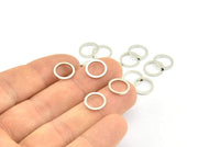 Silver Circle Ring, 50 Silver Tone Round Rings, Charms (10mm) B0118 H0233