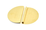 Raw Brass Pendant, 6 Raw Brass Semi Circle Pendants (52x33x0.40mm) B0305