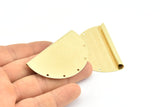 Raw Brass Pendant, 6 Raw Brass Semi Circle Pendants With 5 Holes (52x33x0.40mm) B0306